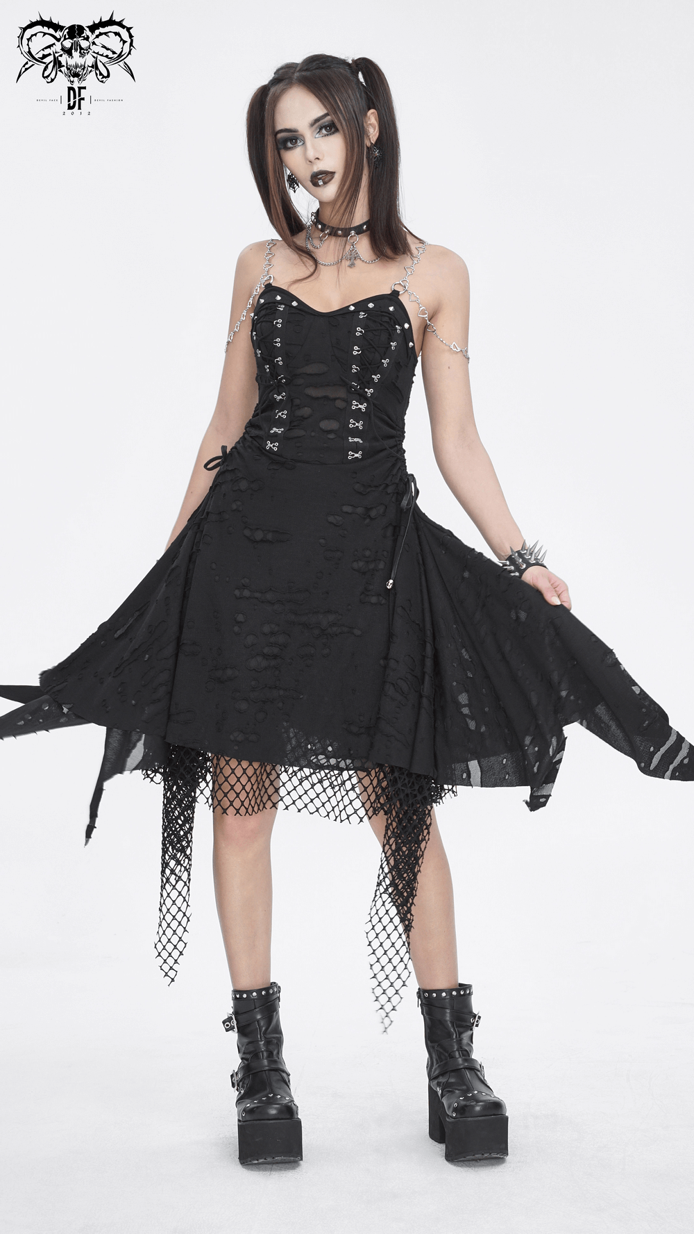 Women's Lace Chains Dress with Asymmetrical Hem - image 17