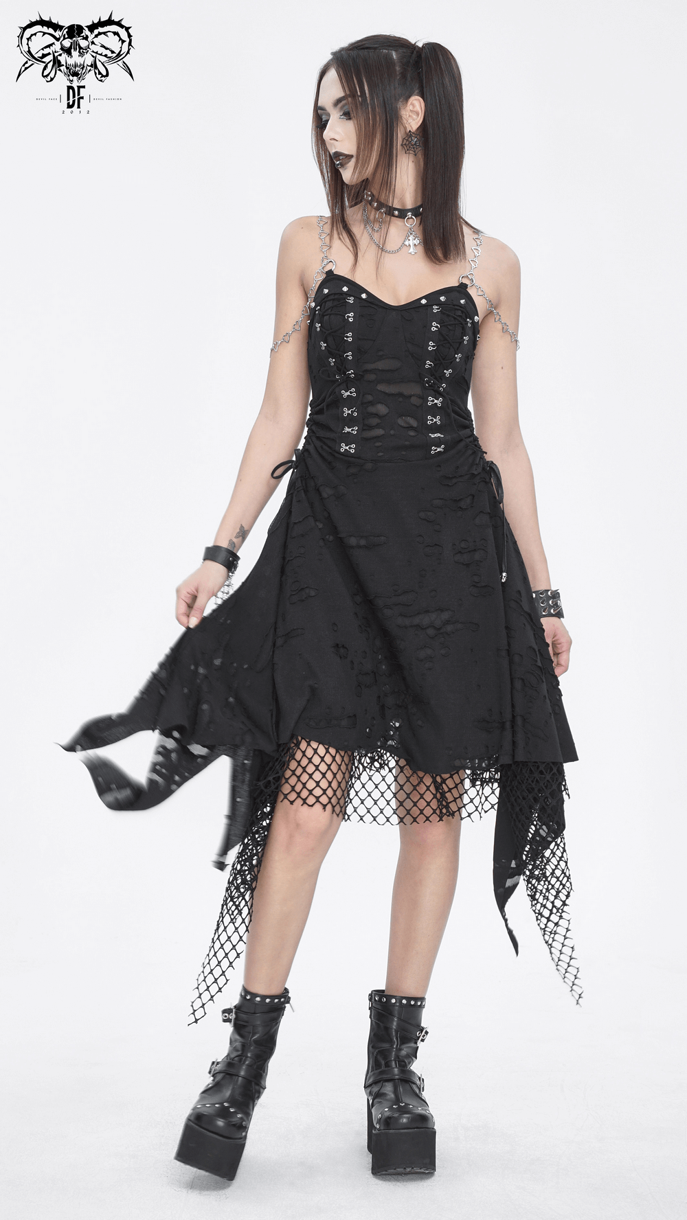 Women's Lace Chains Dress with Asymmetrical Hem - image 18