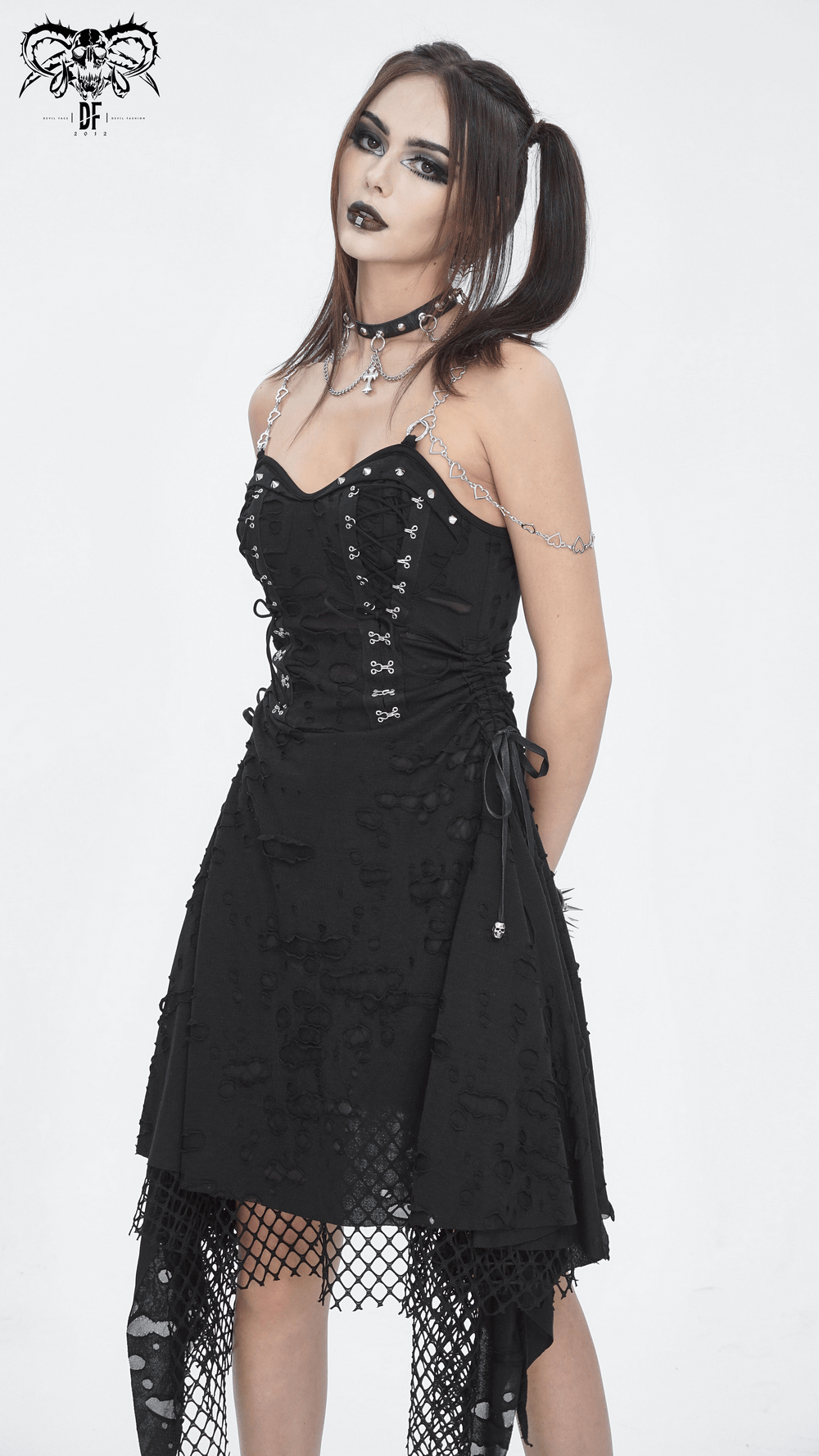Women's Lace Chains Dress with Asymmetrical Hem - image 14