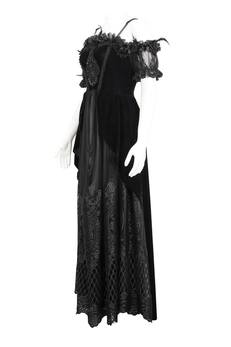 Women's Lace Gorgeous Dress with Feather Short Sleeves - image 4