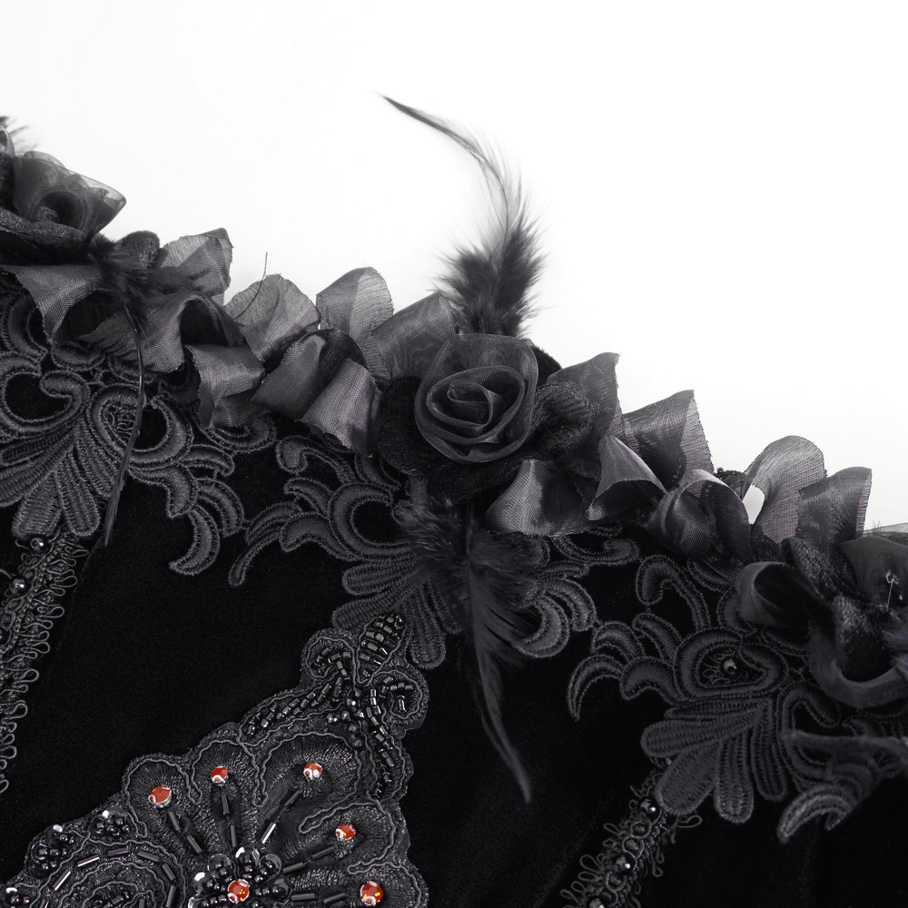 Women's Lace Gorgeous Dress with Feather Short Sleeves - image 9