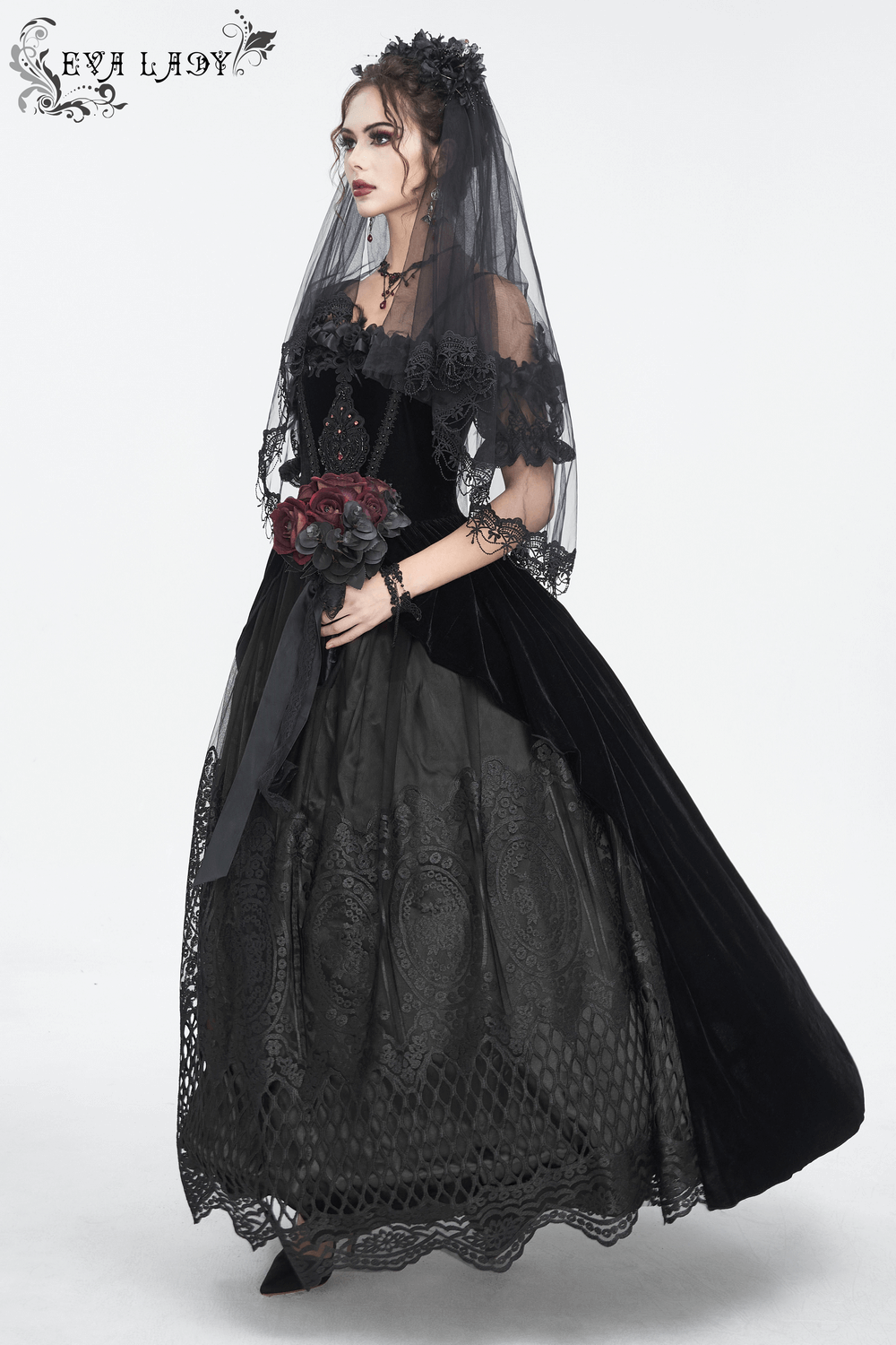 Women's Lace Gorgeous Dress with Feather Short Sleeves - image 18