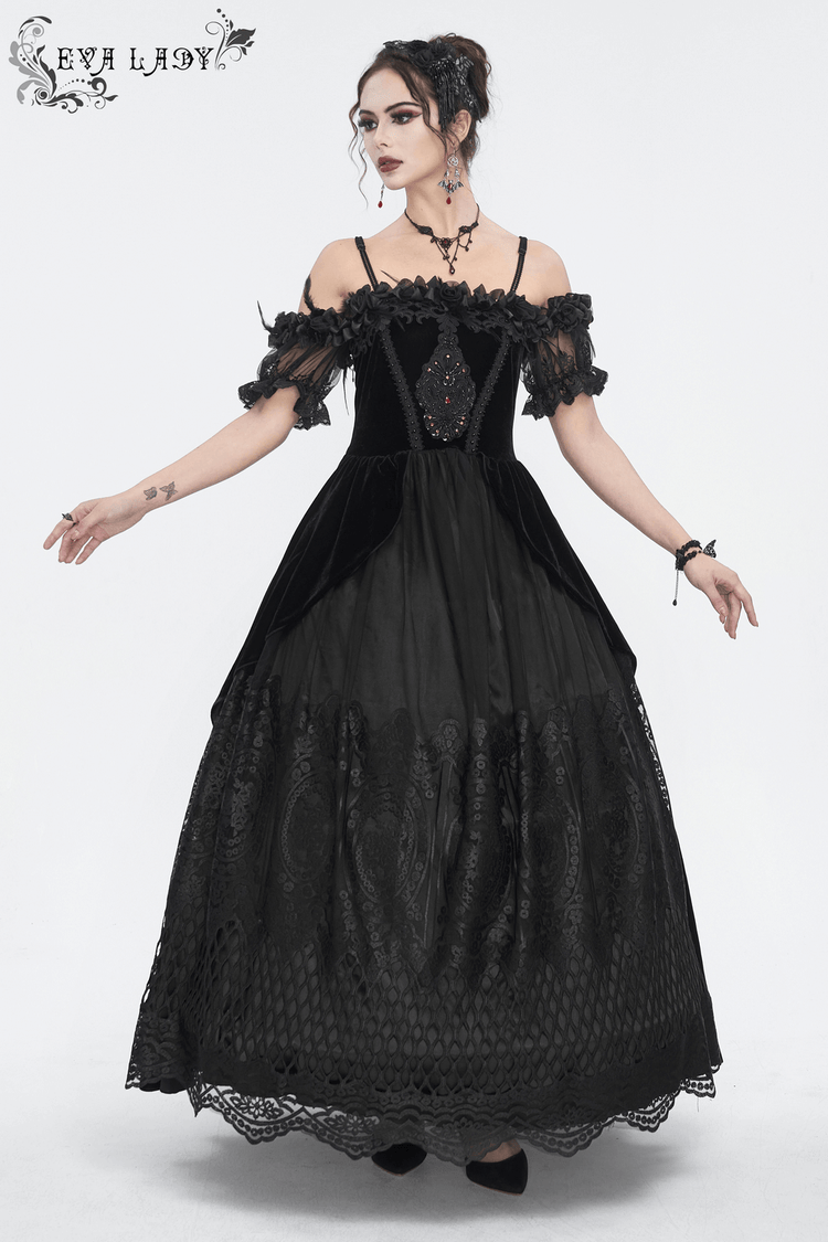 Women's Lace Gorgeous Dress with Feather Short Sleeves - image 15