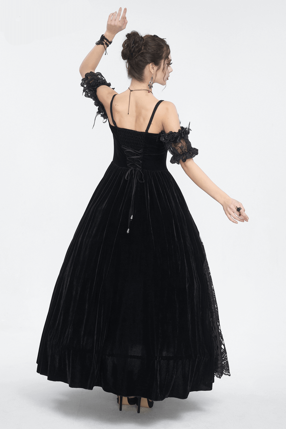 Women's Lace Gorgeous Dress with Feather Short Sleeves - image 16