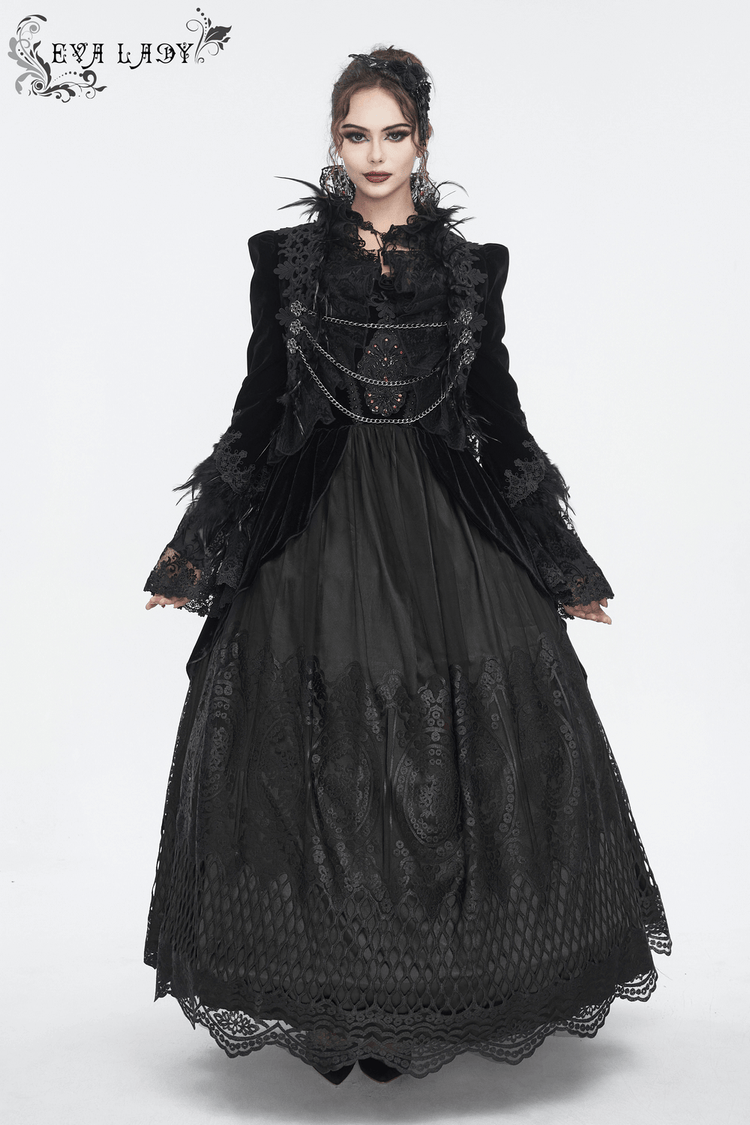 Women's Lace Gorgeous Dress with Feather Short Sleeves - image 17