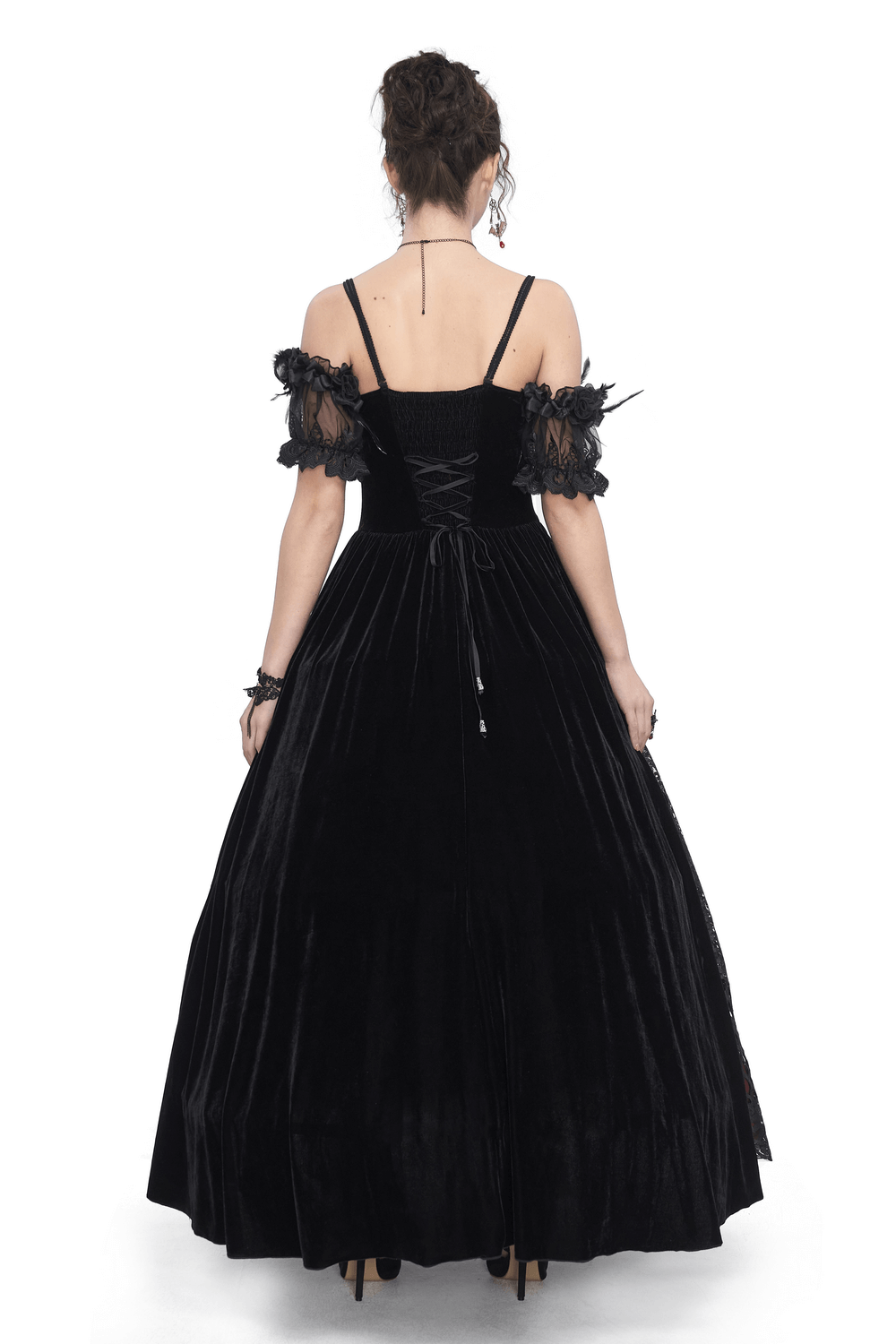Women's Lace Gorgeous Dress with Feather Short Sleeves - image 2