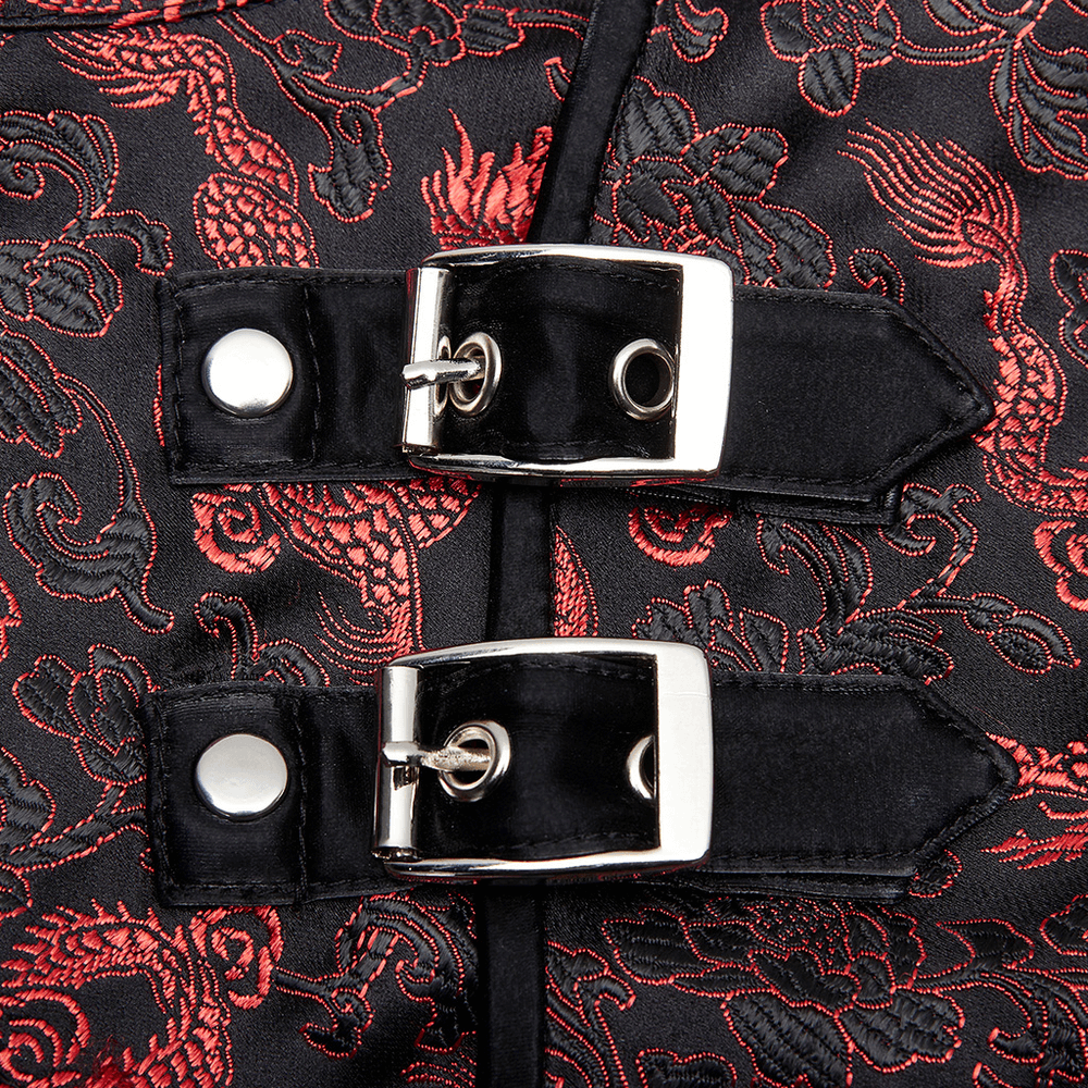 Women's Red Dragon Pattern Jacquard Cybernetic Dress - image 9