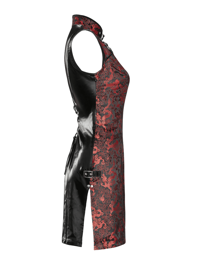 Women's Red Dragon Pattern Jacquard Cybernetic Dress - image 5