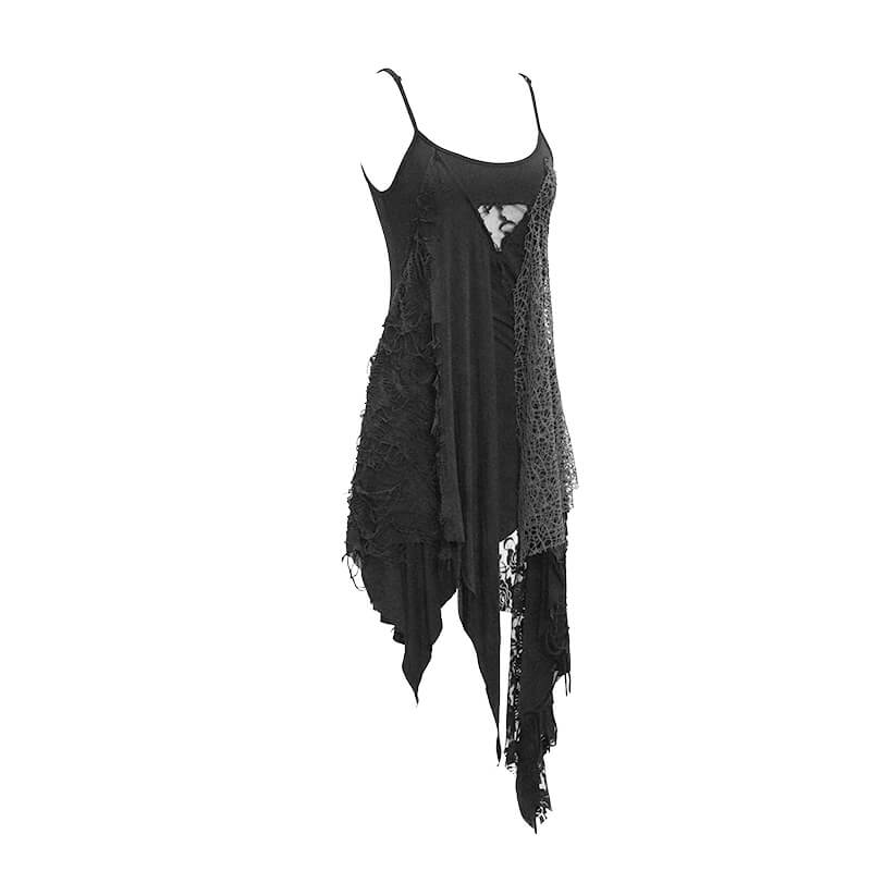 Women's Sexy Asymmetric Spliced Ripped Stripe Dress / Casual Sleeveless Short Dresses - image 6