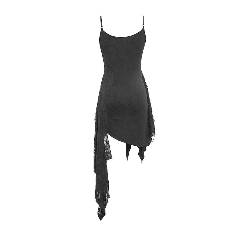 Women's Sexy Asymmetric Spliced Ripped Stripe Dress / Casual Sleeveless Short Dresses - image 4
