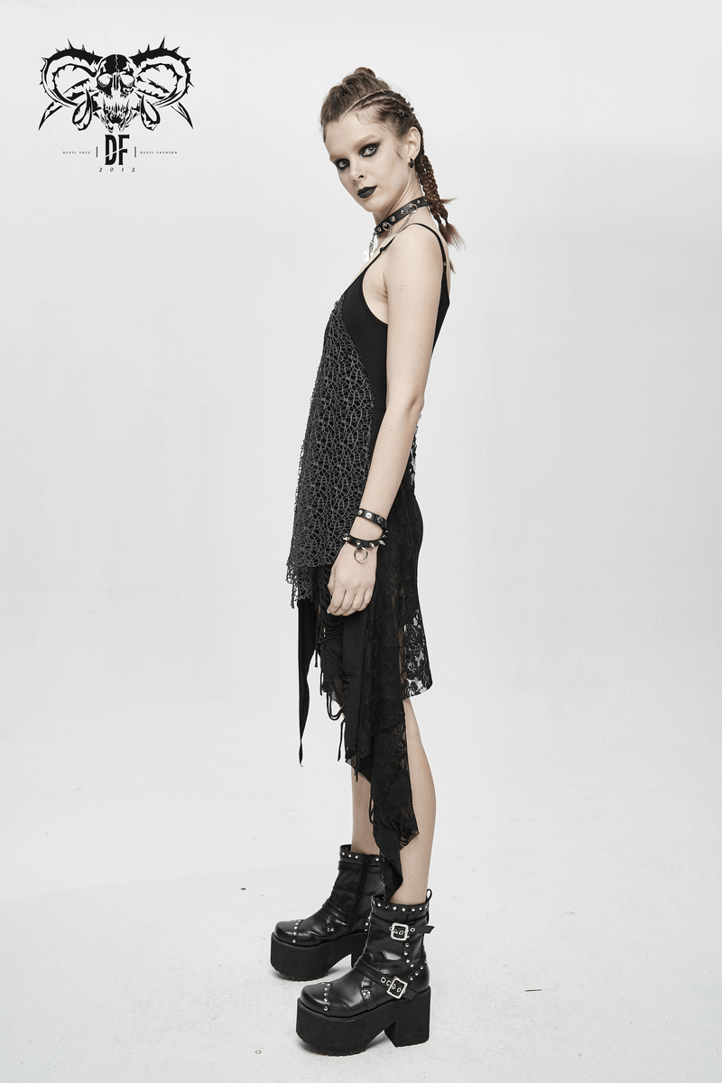Women's Sexy Asymmetric Spliced Ripped Stripe Dress / Casual Sleeveless Short Dresses - image 17