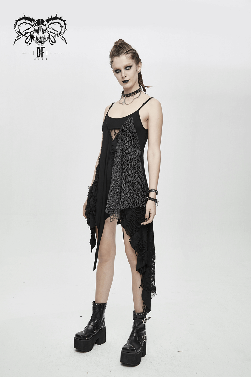 Women's Sexy Asymmetric Spliced Ripped Stripe Dress / Casual Sleeveless Short Dresses - image 18
