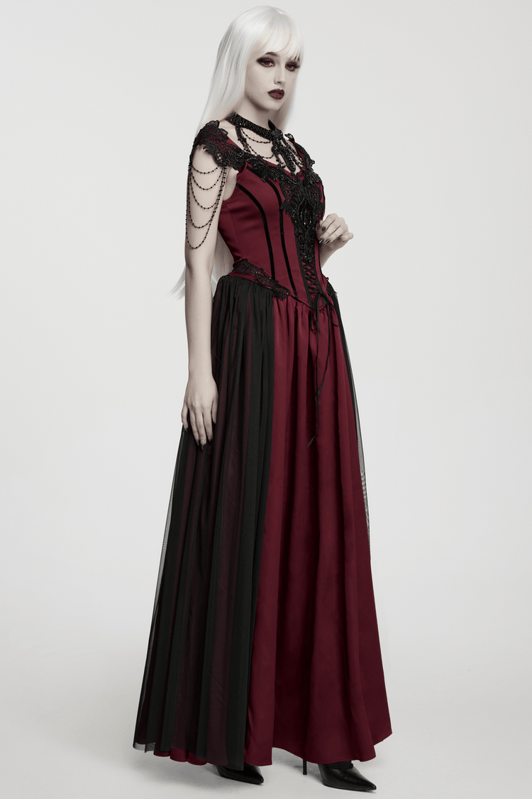 Women's Victorian Gothic Lace and Velvet Dress - image 15