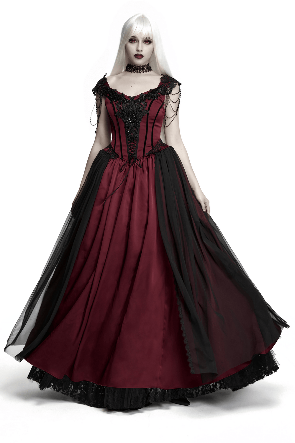 Women's Victorian Gothic Lace and Velvet Dress - image 1