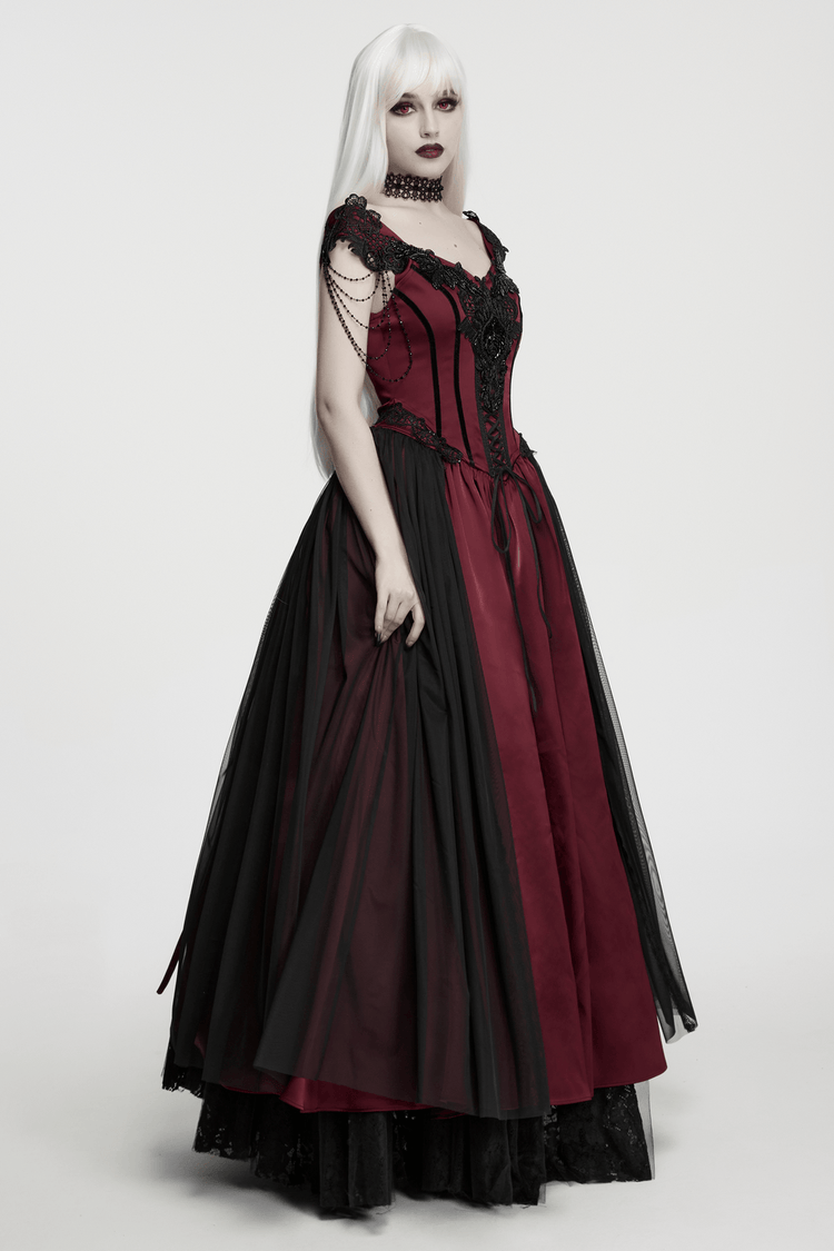 Women's Victorian Gothic Lace and Velvet Dress - image 5