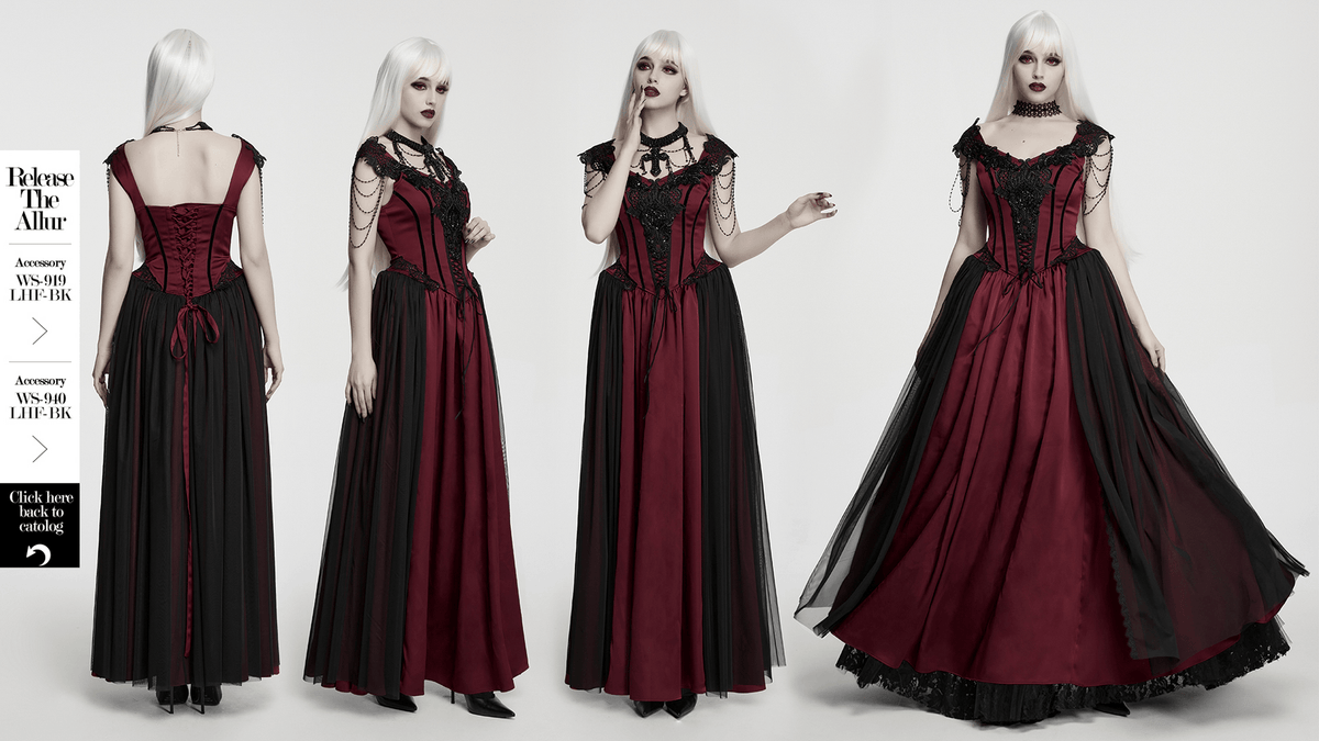 Women's Victorian Gothic Lace and Velvet Dress - image 16