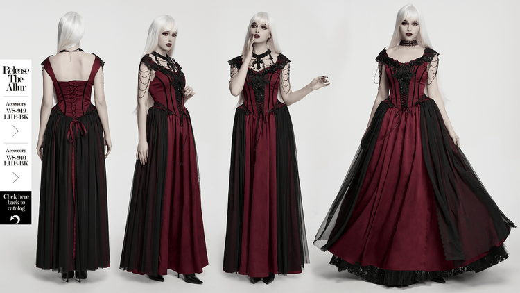 Women's Victorian Gothic Lace and Velvet Dress - image 16