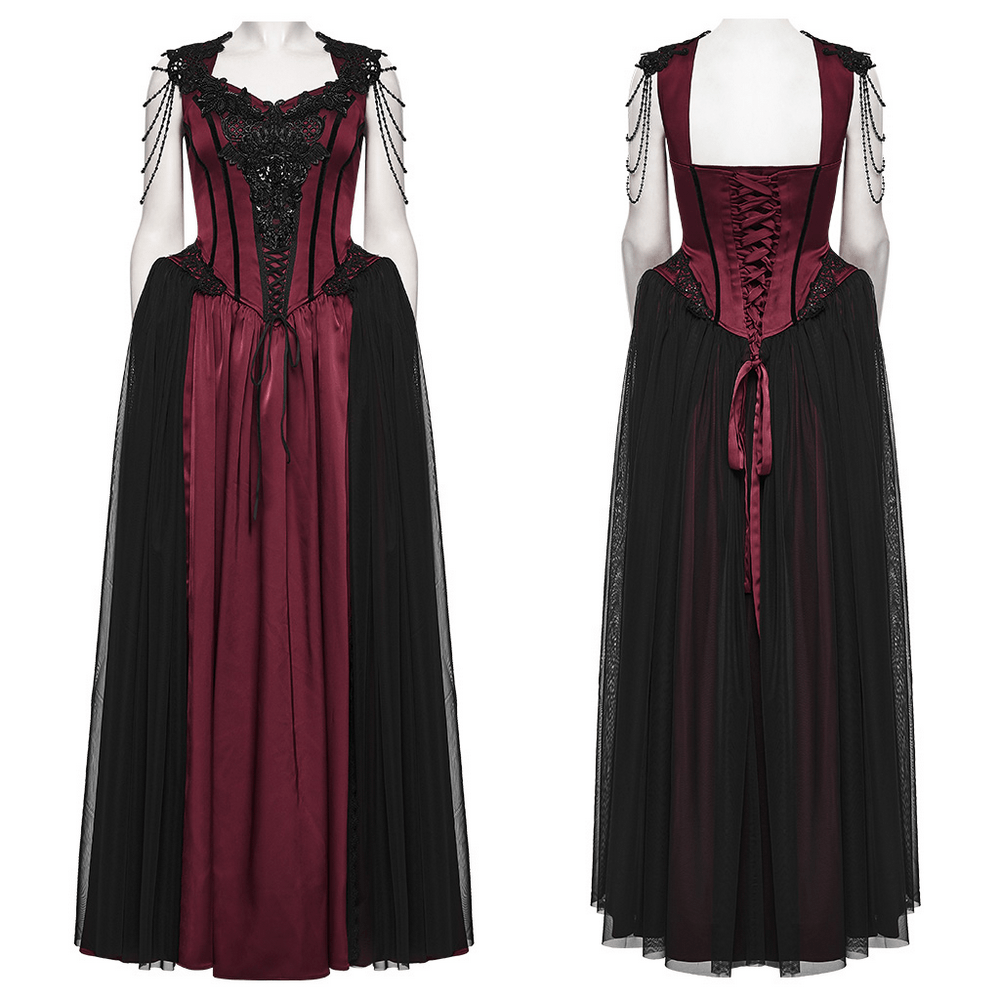 Women's Victorian Gothic Lace and Velvet Dress - image 3