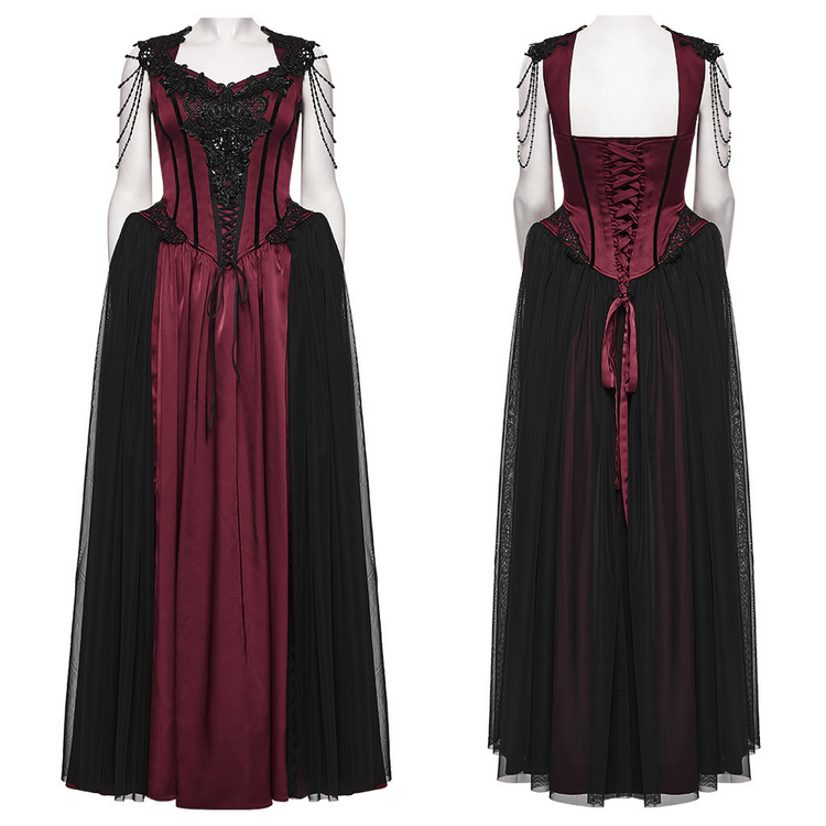 Women's Victorian Gothic Lace and Velvet Dress - image 3