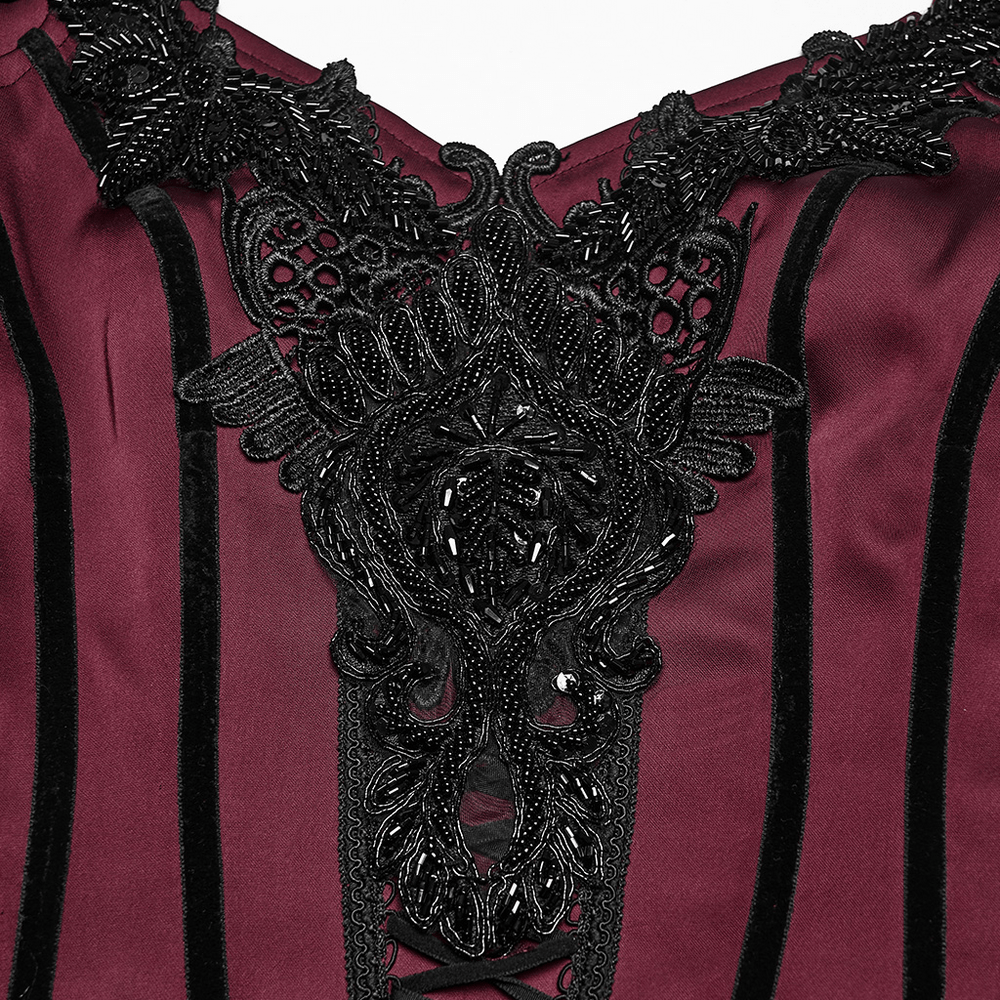 Women's Victorian Gothic Lace and Velvet Dress - image 8