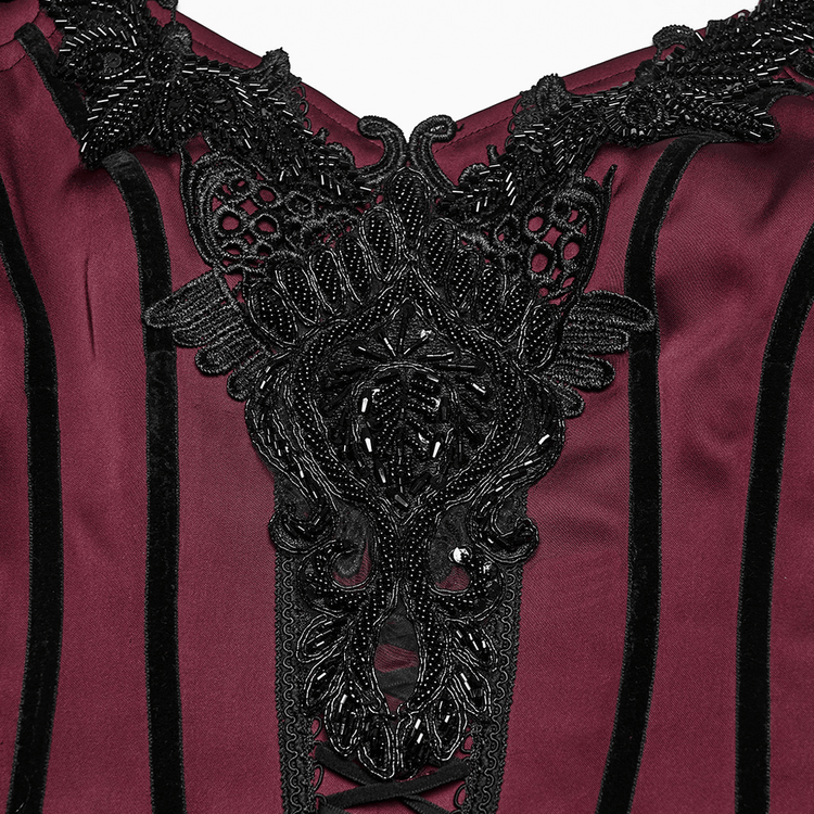 Women's Victorian Gothic Lace and Velvet Dress - image 8