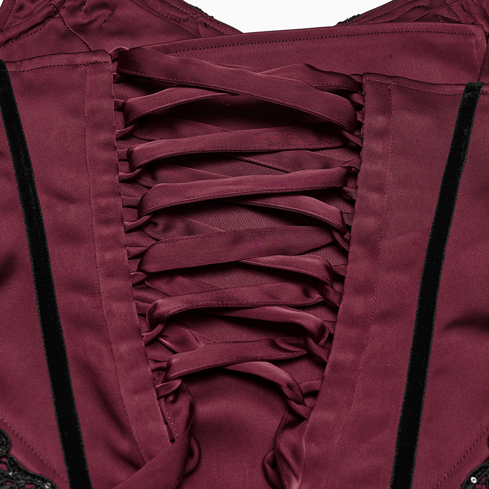 Women's Victorian Gothic Lace and Velvet Dress - image 11