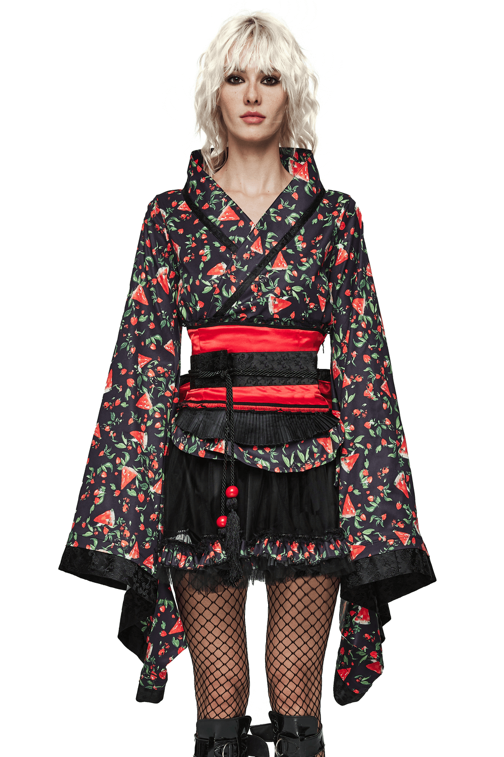 Women's Watermelon Print Kimono Set for Cosplay - image 1