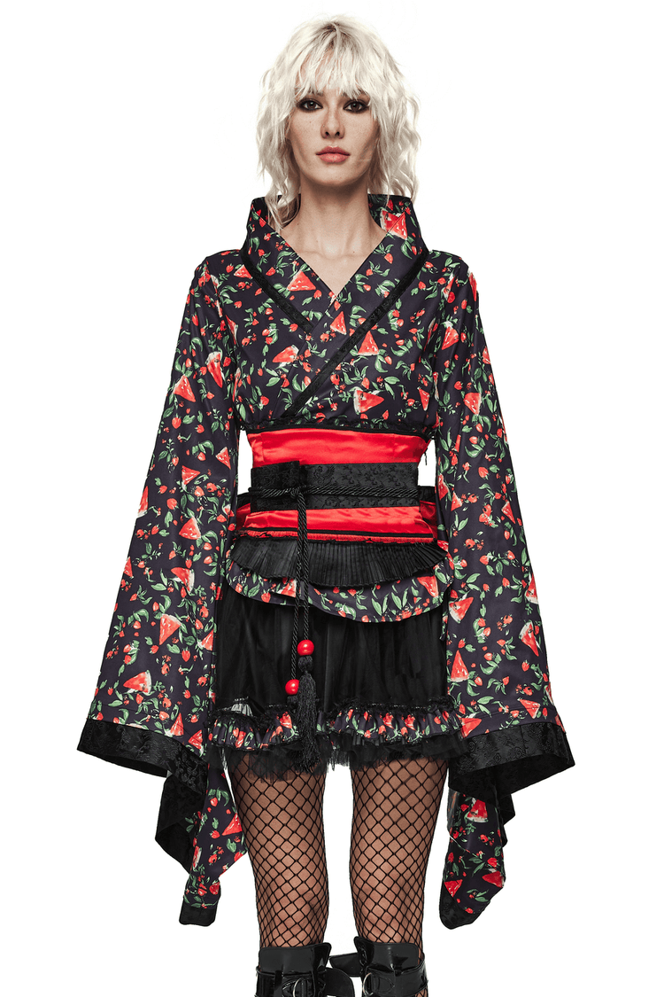 Women's Watermelon Print Kimono Set for Cosplay - image 1