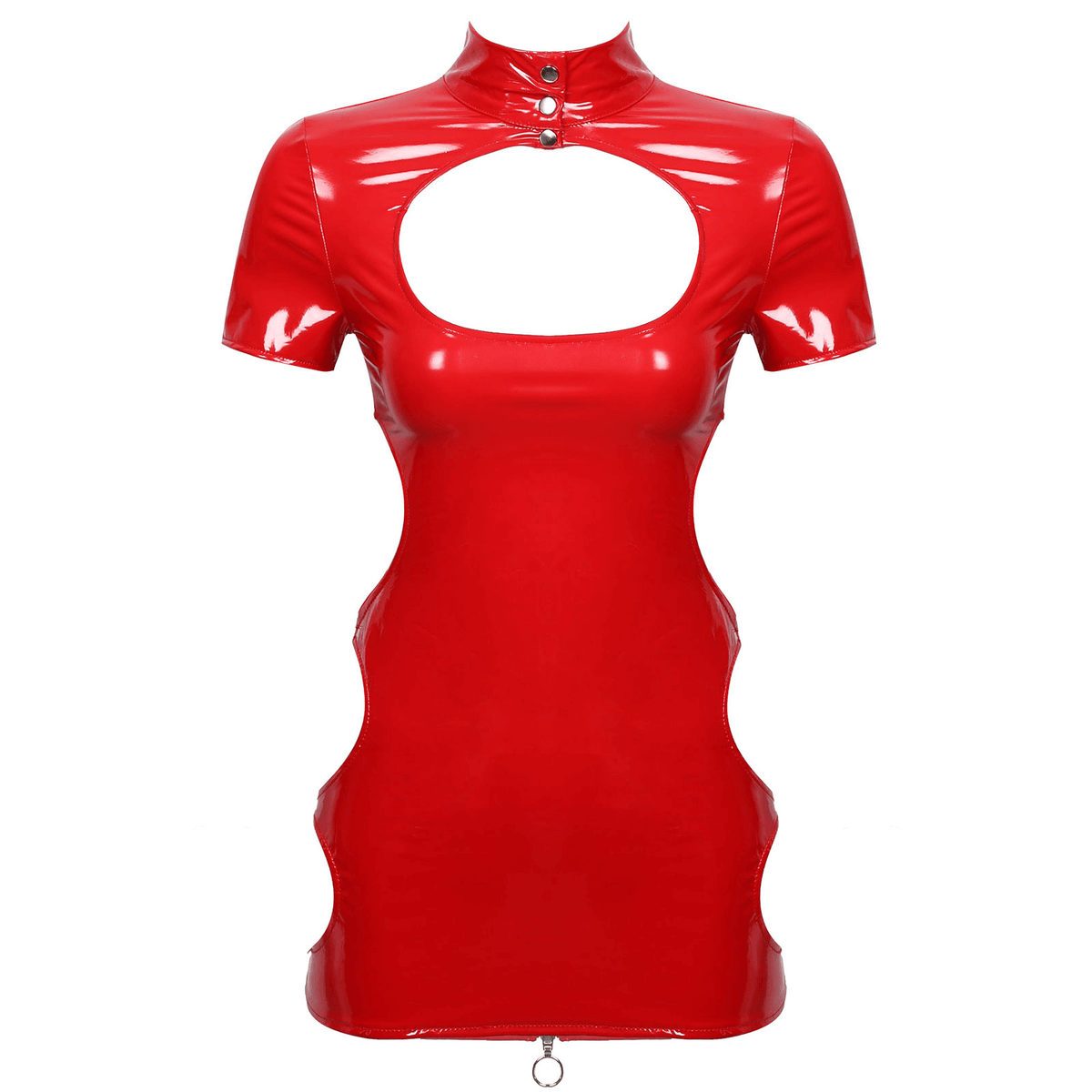 Women's Wet Look Bodycon Dress / Patent Leather Mini Dress With Zipper - image 5