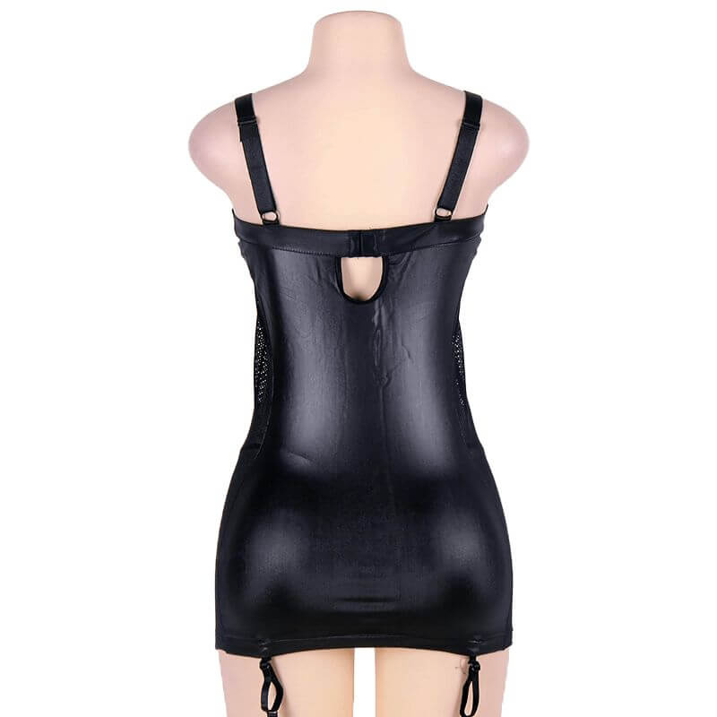 Women's Wetlook Body Latex Mesh Criss-cross Mini Sexy Dress for Cocktail Party - image 5